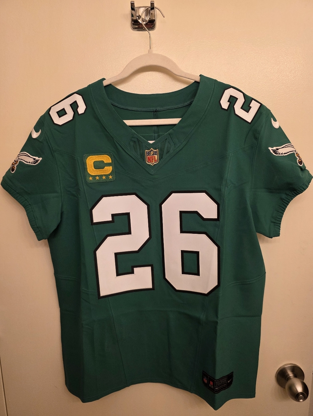 Philadelphia Eagles Saquon Barkley Kelly Green Nike Elite Jersey w/ C Patch